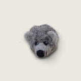 Handmade needle-felted wool hedgehog accessory created for Bracken Moss, a Pebblewood collectible bear.