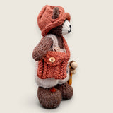 Right side view of Bramble Rowan handmade collectible bear with handcrafted clothing and accessories.