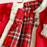 Tartan cotton lining inside red merino wool baby matinee coat