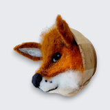 Needle felted fox wall art left side view - natural wool fox sculpture, one of a kind, The Crafty Pebblers