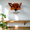 Needle felted fox wall art displayed in home interior - handmade Irish wildlife art by The Crafty Pebblers