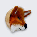 Needle felted fox wall art right side view - merino and Corriedale wool, wooden bowl mount, handmade in Ireland