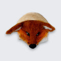 Needle felted fox wall art top view showing russet and amber wool texture - handmade in Co. Meath Ireland
