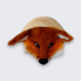 Needle felted fox wall art top view showing russet and amber wool texture - handmade in Co. Meath Ireland