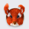 Needle felted red squirrel wall art full front view - natural wool, handmade in Co. Meath Ireland by The Crafty Pebblers