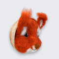 Needle felted red squirrel wall art right side view - merino and Corriedale wool, wooden bowl mount, handmade in Ireland