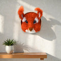 Needle felted red squirrel wall art lifestyle view showing piece mounted on wall - handmade Irish wildlife art by The Crafty Pebblers