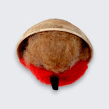 Needle felted robin wall art top view showing wool texture and red breast detail - handmade in Co. Meath Ireland