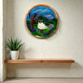 Needle felted sheep wall art displayed in home interior - handmade Irish landscape fibre art by The Crafty Pebblers