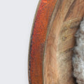 Needle felted sheep portrait wooden bowl rim showing Inferno chameleon pigment finish - handmade in Co. Meath Ireland by The Crafty Pebblers
