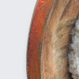 Needle felted sheep portrait wooden bowl rim showing Inferno chameleon pigment finish - handmade in Co. Meath Ireland by The Crafty Pebblers