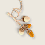 Needle-felted wool acorn accessories handmade for Pebblewood collectible bears in the Boyne Valley, Ireland.