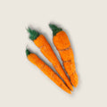 Needle-felted wool carrot accessories handmade for Pebblewood collectible bears in the Boyne Valley, Ireland