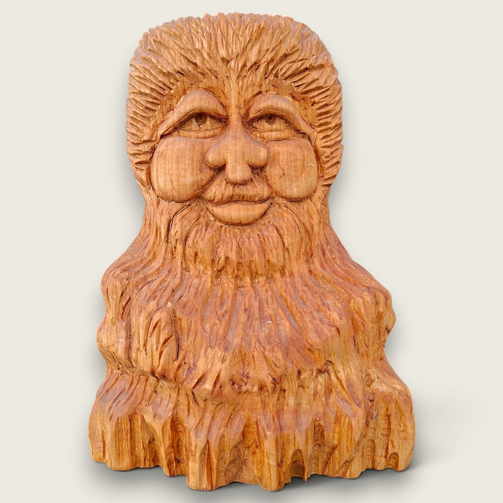 The Woodlander original hand-carved lime wood sculpture by Joe of The Crafty Pebblers in the Boyne Valley, Ireland.