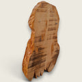 Back view of The Woodsman one-of-a-kind hand-carved lime wood sculpture by Joe of The Crafty Pebblers.